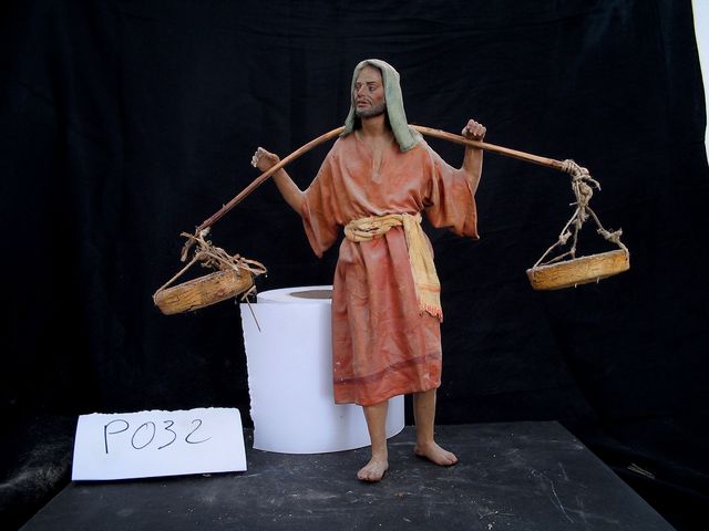 portatore (statuetta di presepio, elemento d'insieme) di Mazzeo, Antonio (attribuito) - bottega leccese (seconda metà XX)