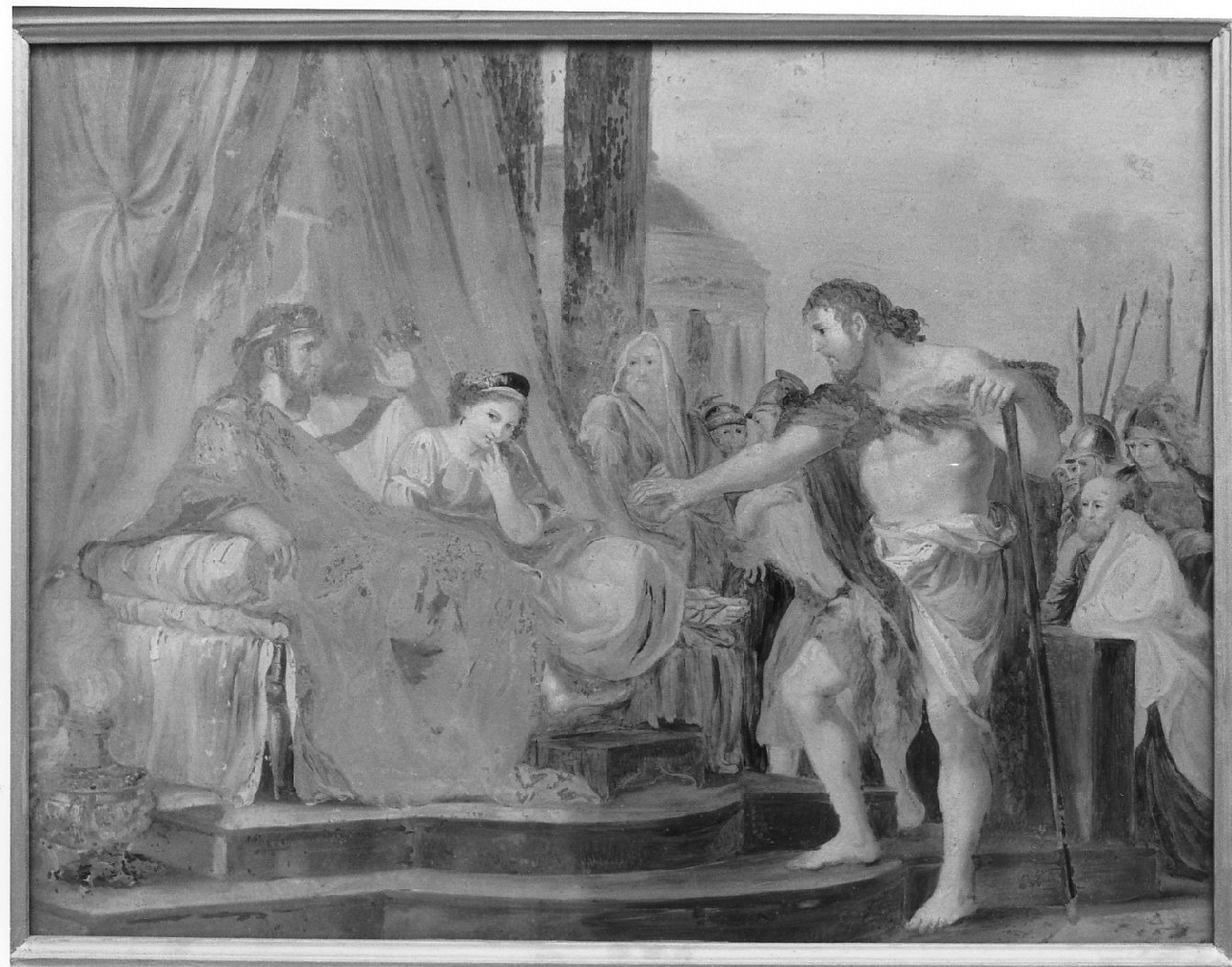 San Giovanni davanti a Erode, San Giovanni Battista rimprovera Erode (Antipa) e Erodiade (dipinto, opera isolata) - ambito Italia meridionale (sec. XIX)