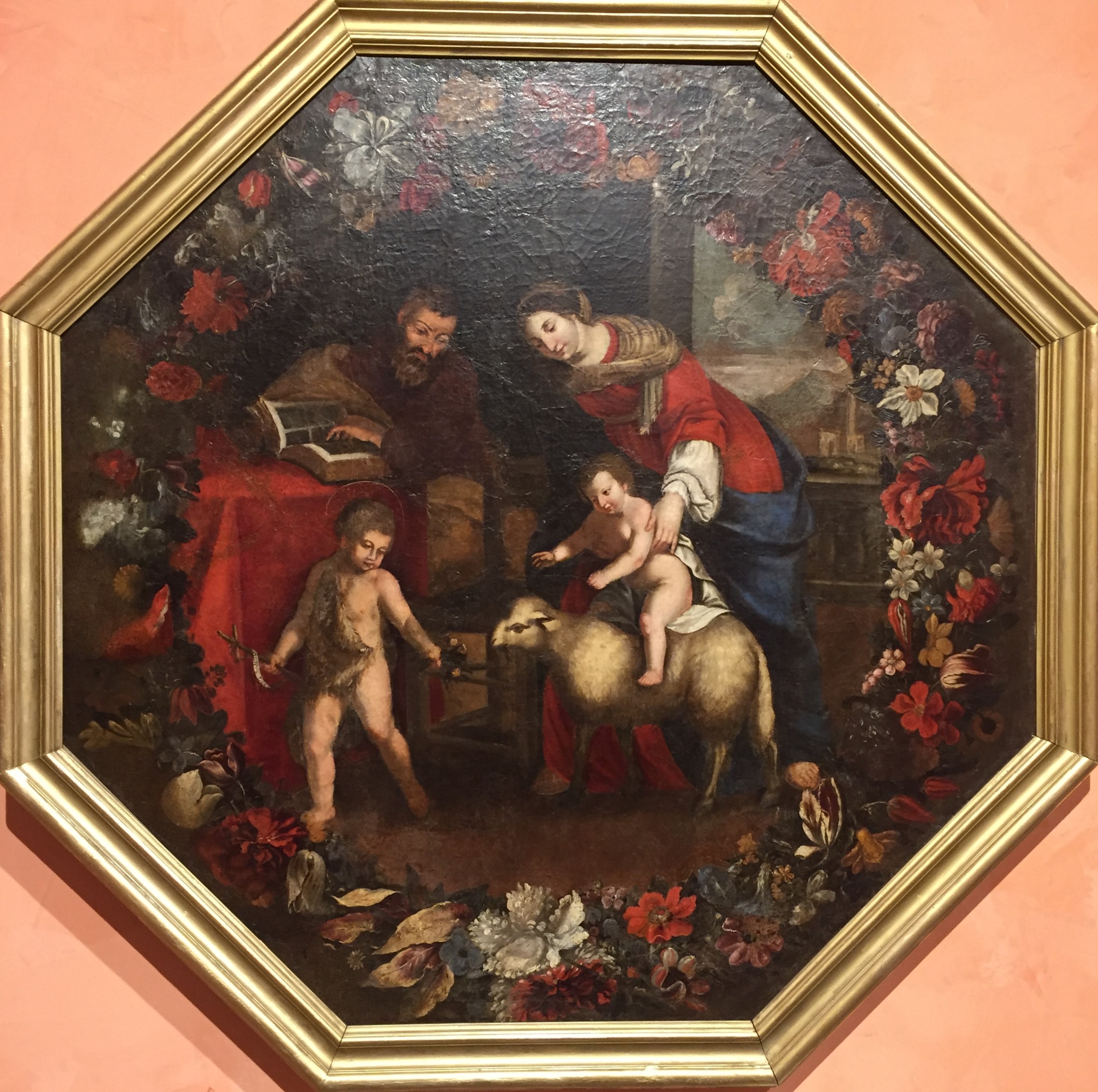 Sacra Famiglia con San Giovannino, Sacra Famiglia con San Giovanni Battista bambino (dipinto, opera isolata) - ambito Italia meridionale (sec. XIX)