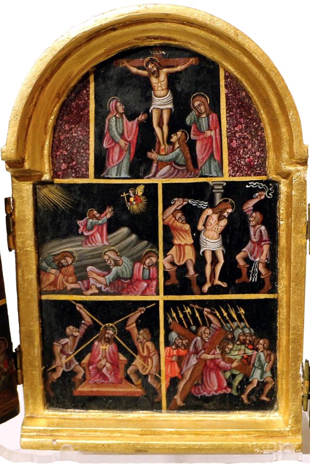 Misteri del Santo Rosario, Misteri Dolorosi (scomparto di trittico, elemento d'insieme) di Giovanni Maria Scupola (scuola) - ambito Italia meridionale (metà sec. XVI)