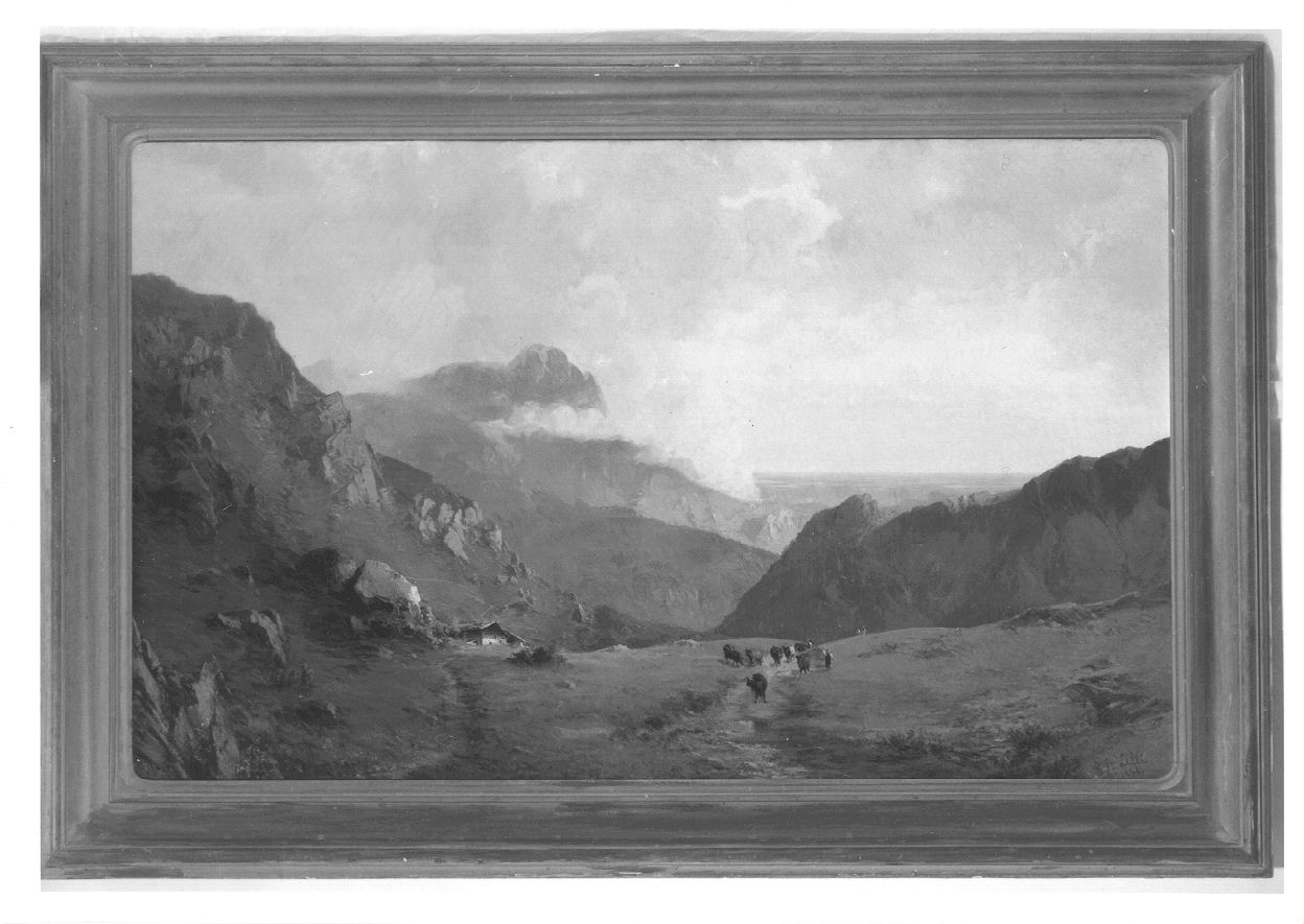 San Maurizio, paesaggio montano (dipinto, opera isolata) di Lelli Giovanni Battista (terzo quarto sec. XIX)