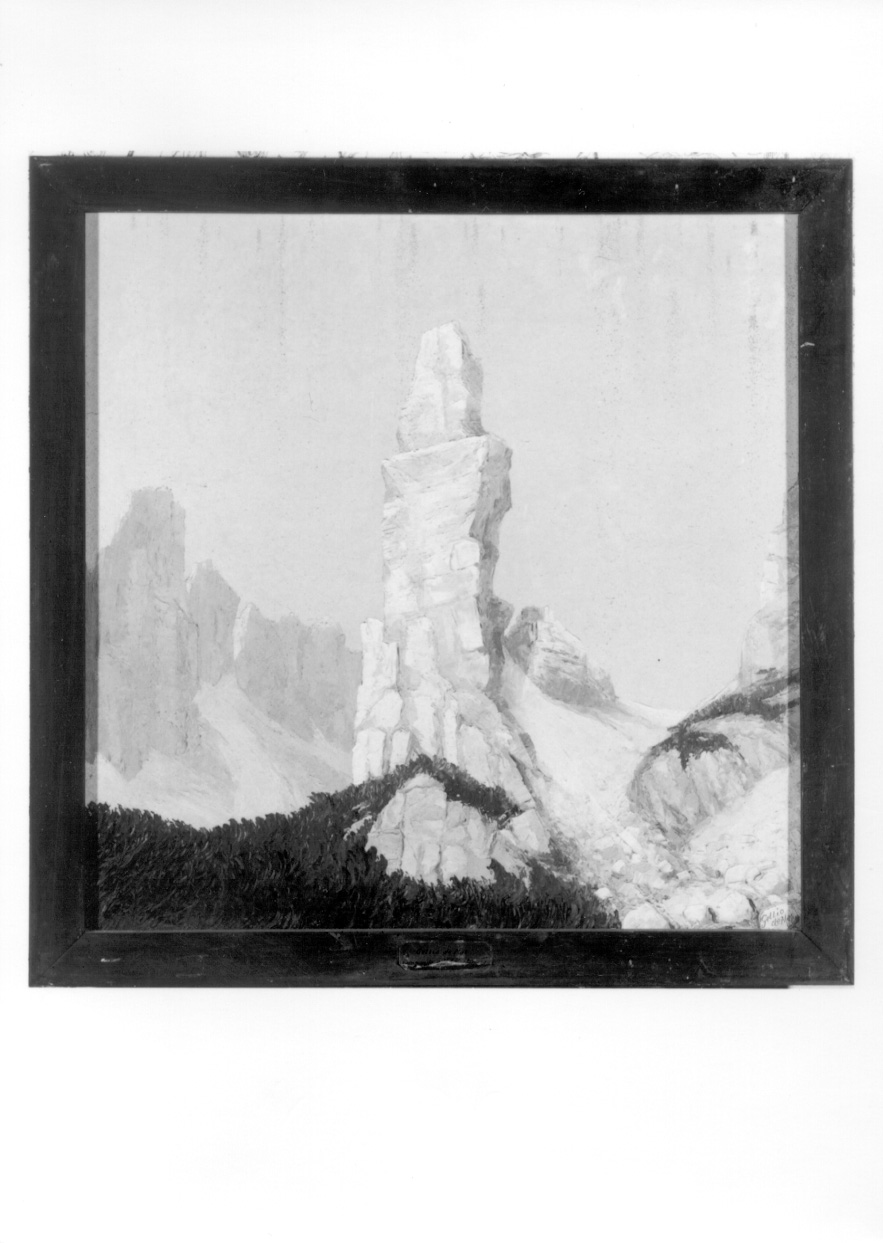 veduta del Campanile di Val Montanaja (dipinto, opera isolata) di De Mas Gellio (secondo quarto sec. XX)