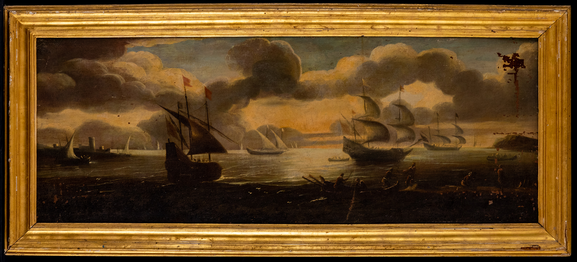 marina con pescatori e barche (dipinto, opera isolata) - ambito piemontese (prima metà XIX)