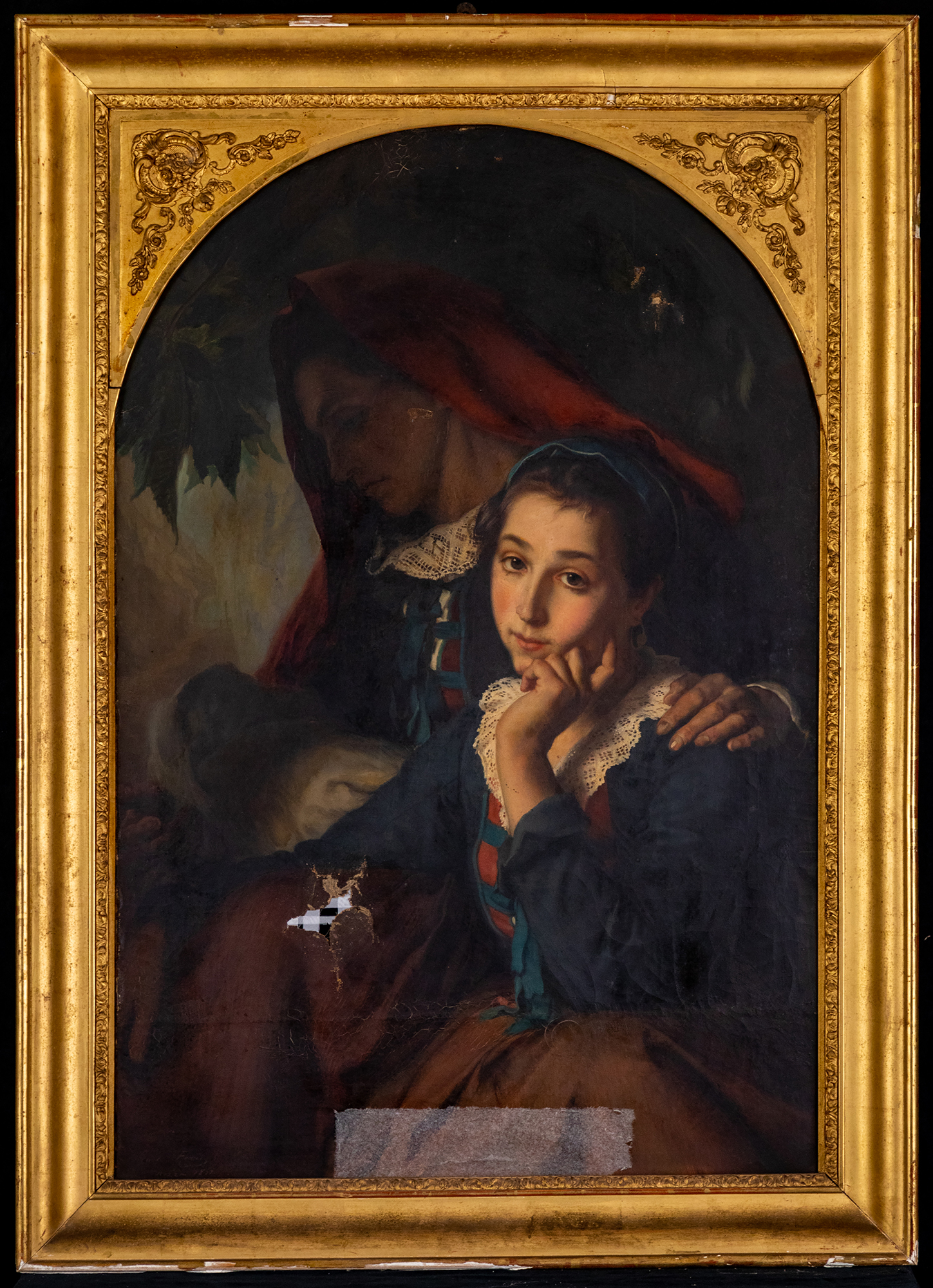 Pastorelle emigranti, figure femminili (dipinto, opera isolata) di Ferri Gaetano (metà XIX)