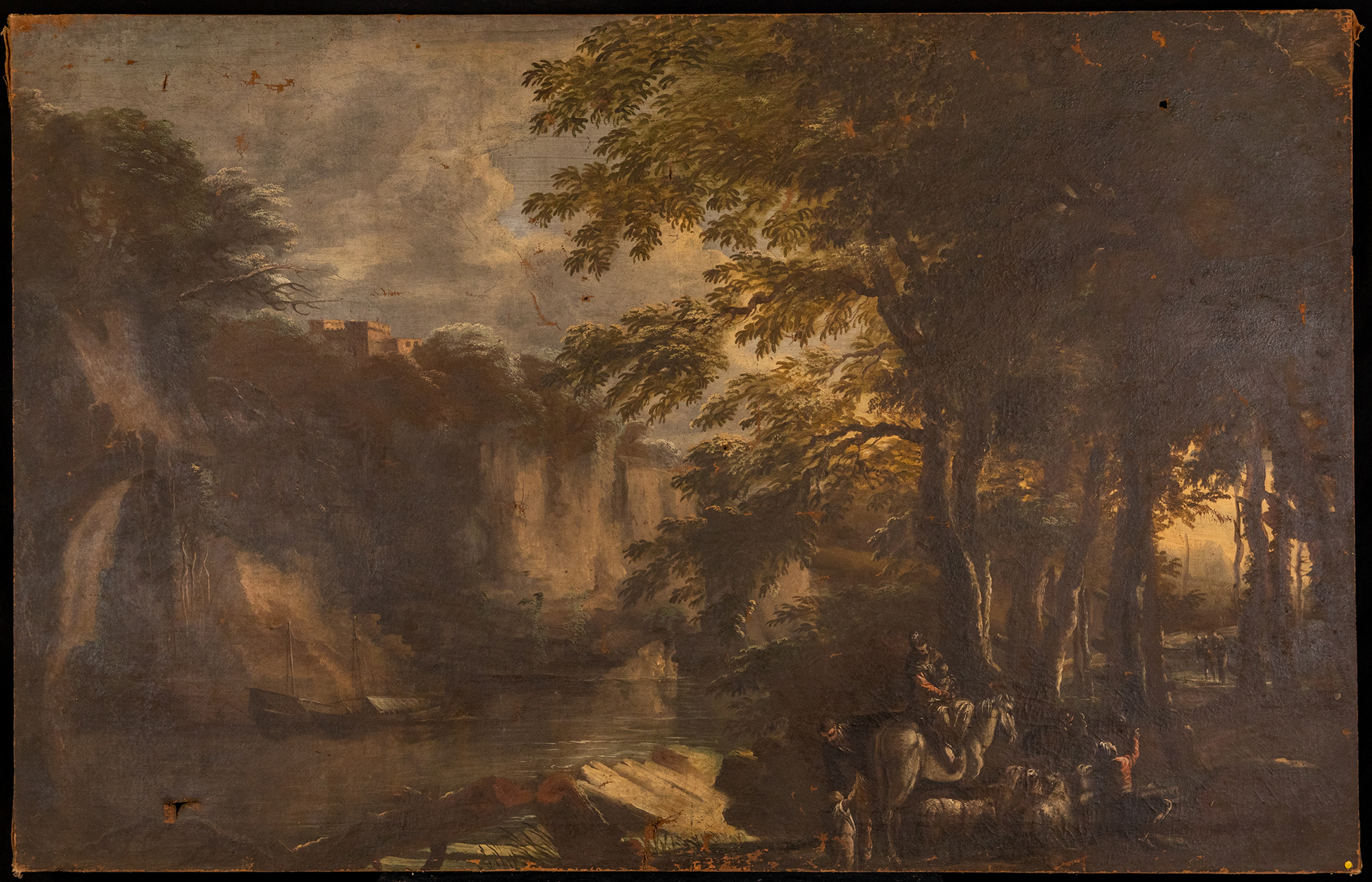 paesaggio fluviale (dipinto, opera isolata) - ambito piemontese (prima metà sec. XVIII)