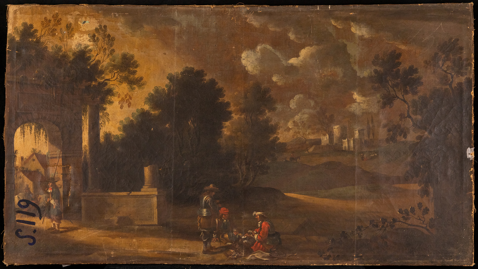 paesaggio (dipinto, opera isolata) - ambito piemontese (seconda metà sec. XVII)