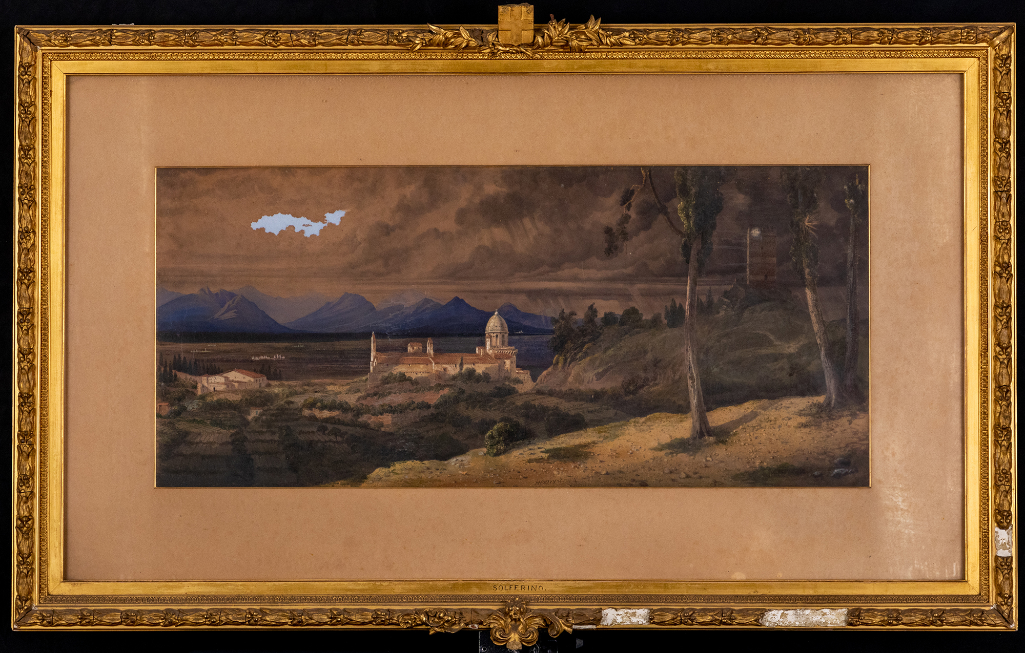 Solferino, veduta di Solferino (dipinto, opera isolata) di Cook Henry (terzo quarto sec. XIX)