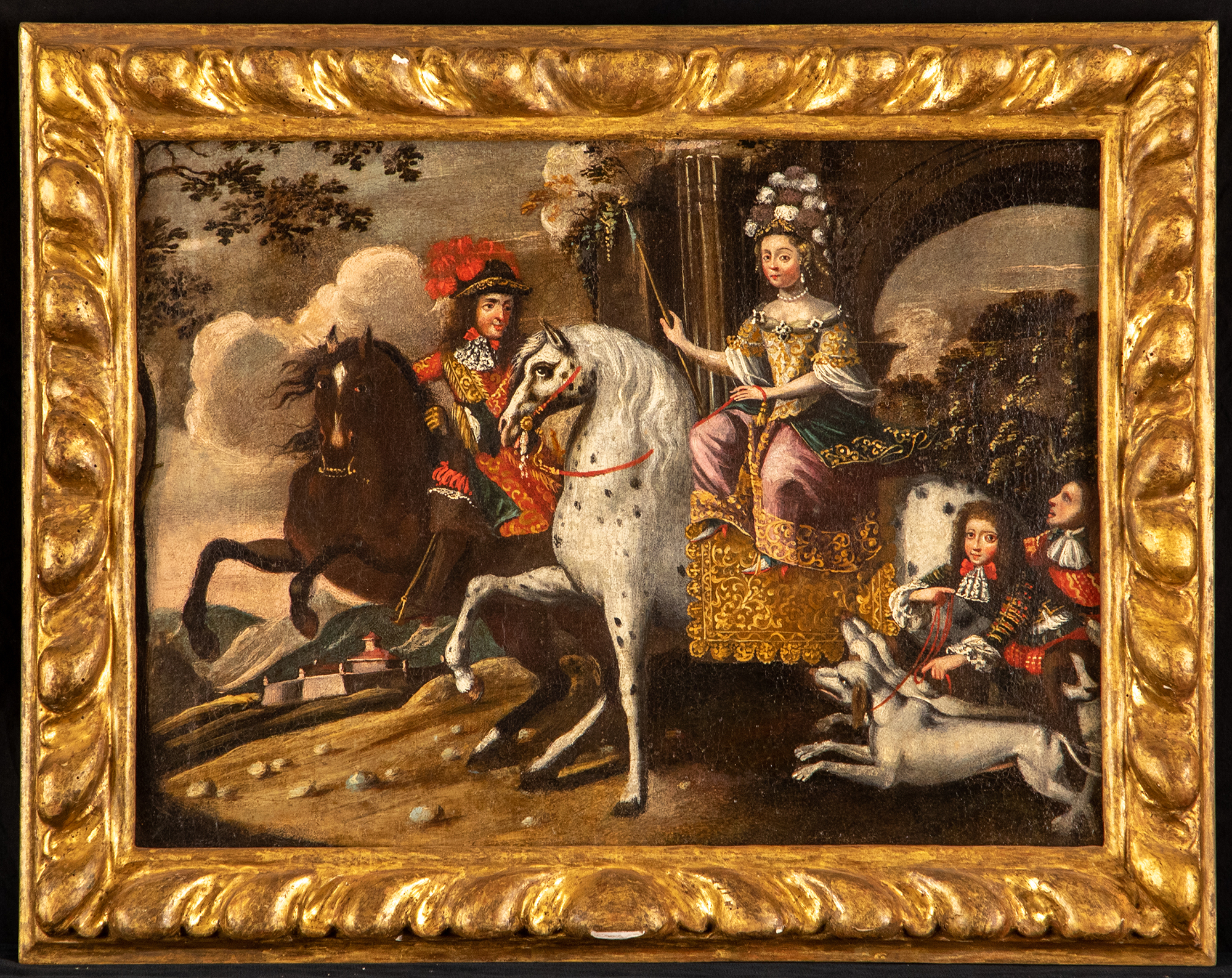 scena di caccia (dipinto, insieme) - ambito piemontese (seconda metà sec. XVII)