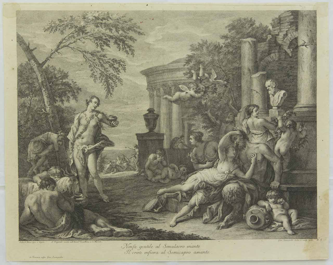 Baccanale in onore di Pan (stampa smarginata) di Leonardis Giacomo, Ricci Sebastiano - ambito veneziano (sec. XVIII)