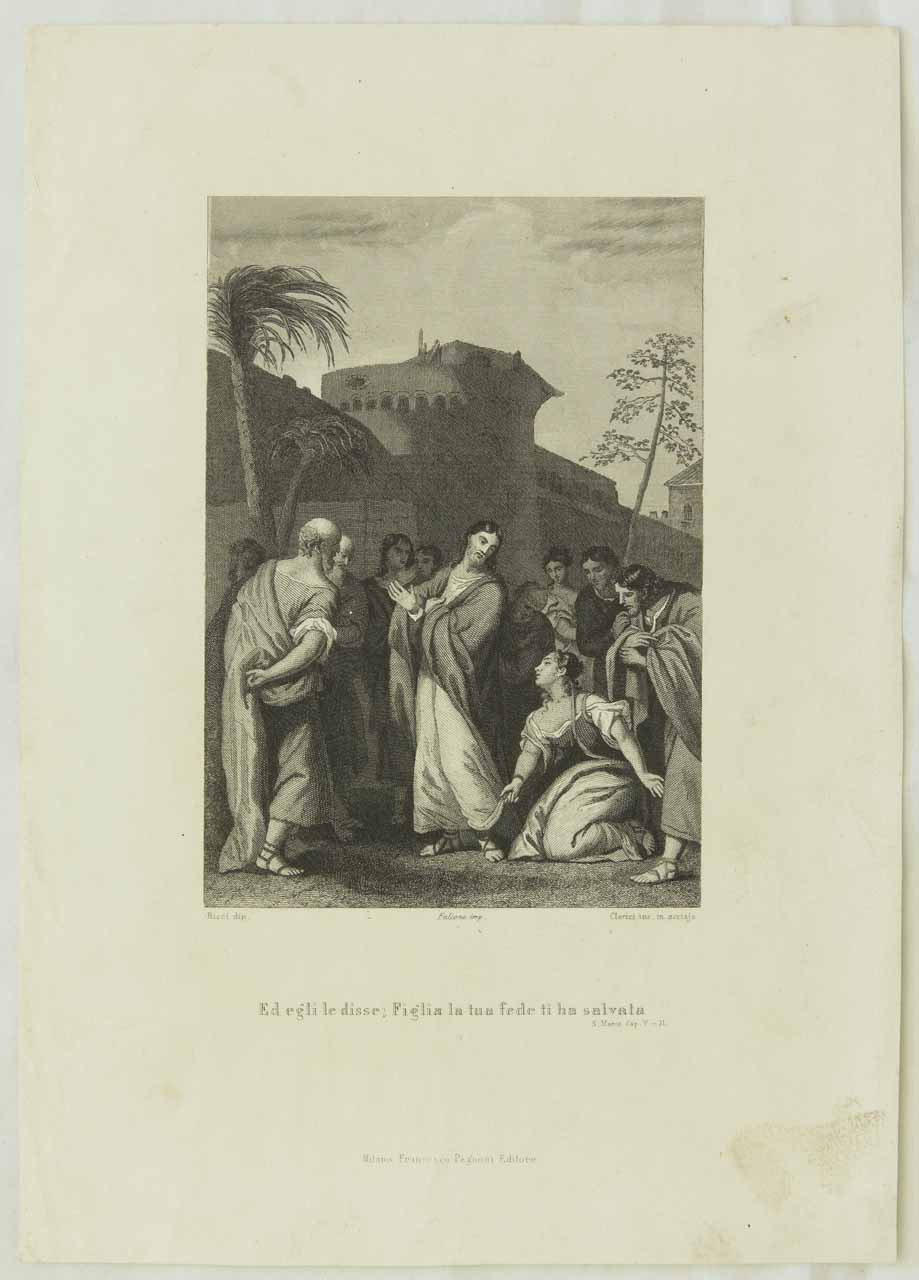 Cristo e l'emoroissa (stampa) di Clerici Francesco, Ricci Sebastiano - ambito milanese (sec. XIX)