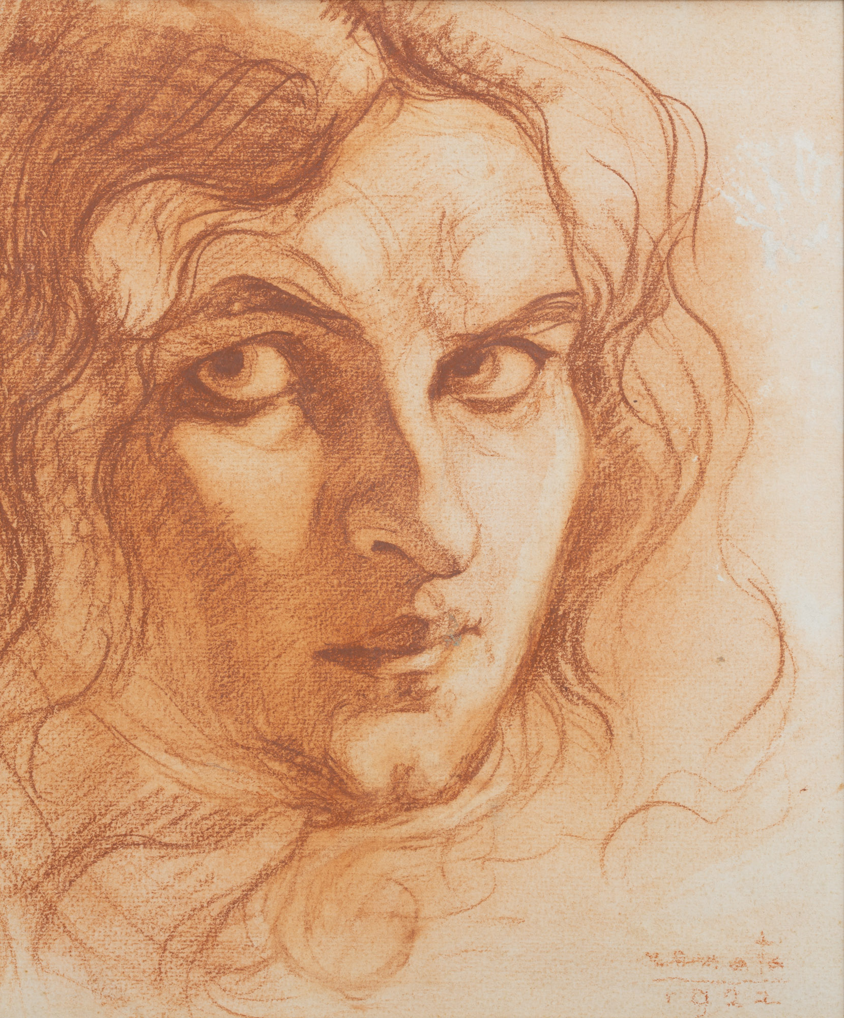 Autoritratto della scultrice da adolescente (disegno, opera isolata) di Cuneo Renata (XX)
