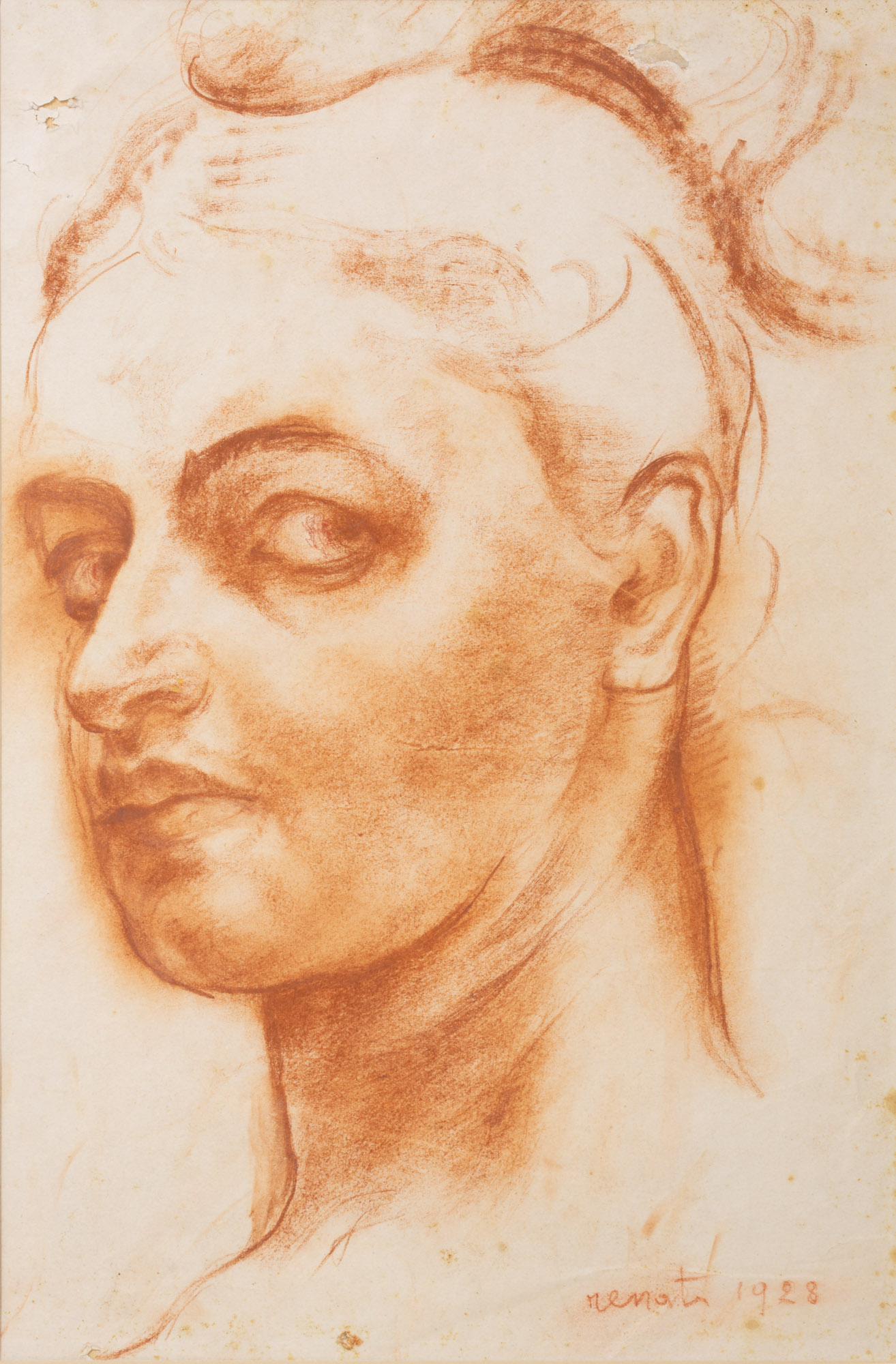 Autoritratto della scultrice in età adulta (disegno, opera isolata) di Cuneo Renata (XX)