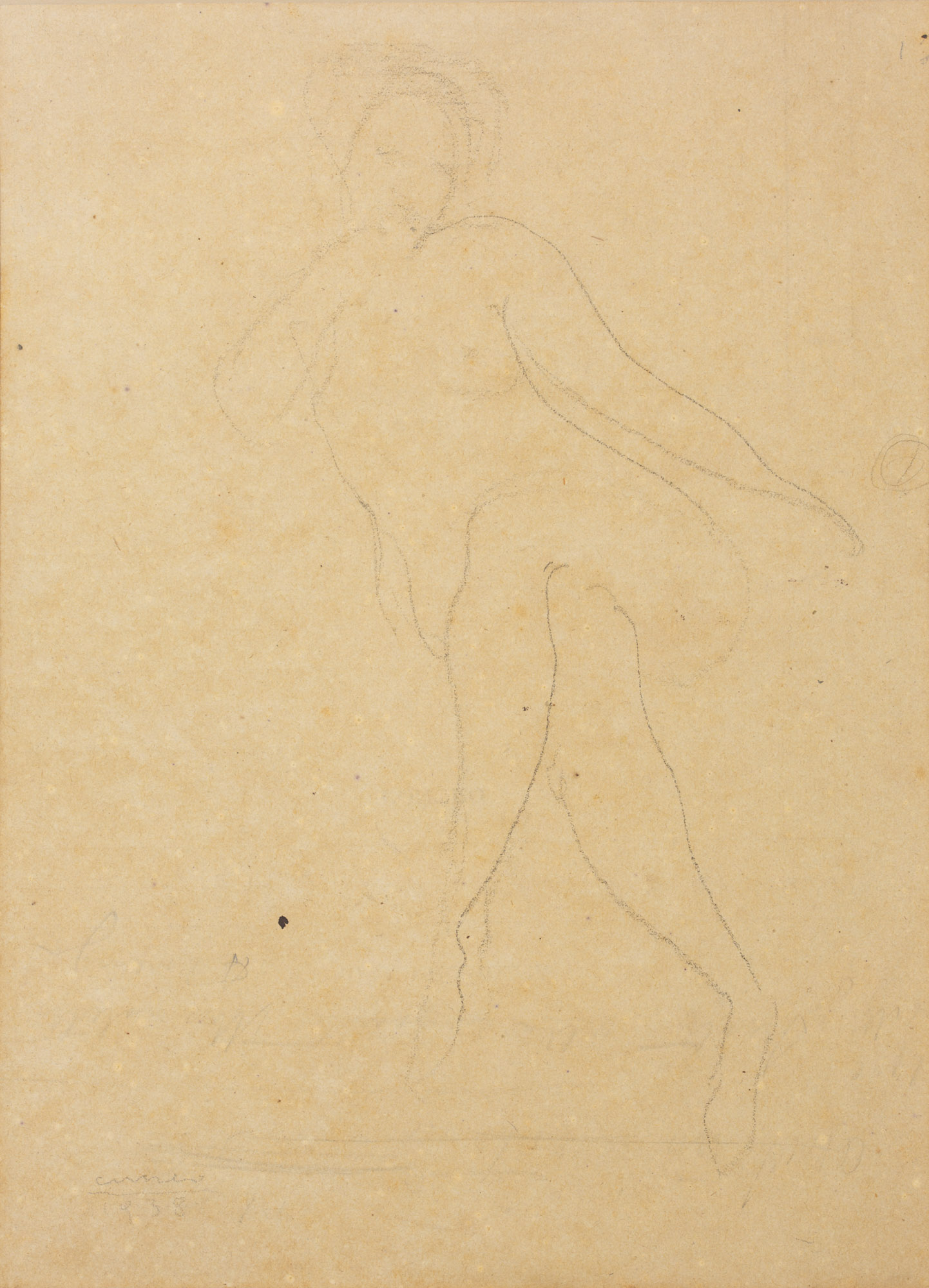 Nudo di donna seduta con gambe accavallate, Nudo di donna seduta (disegno, opera isolata) di Cuneo Renata (XX)