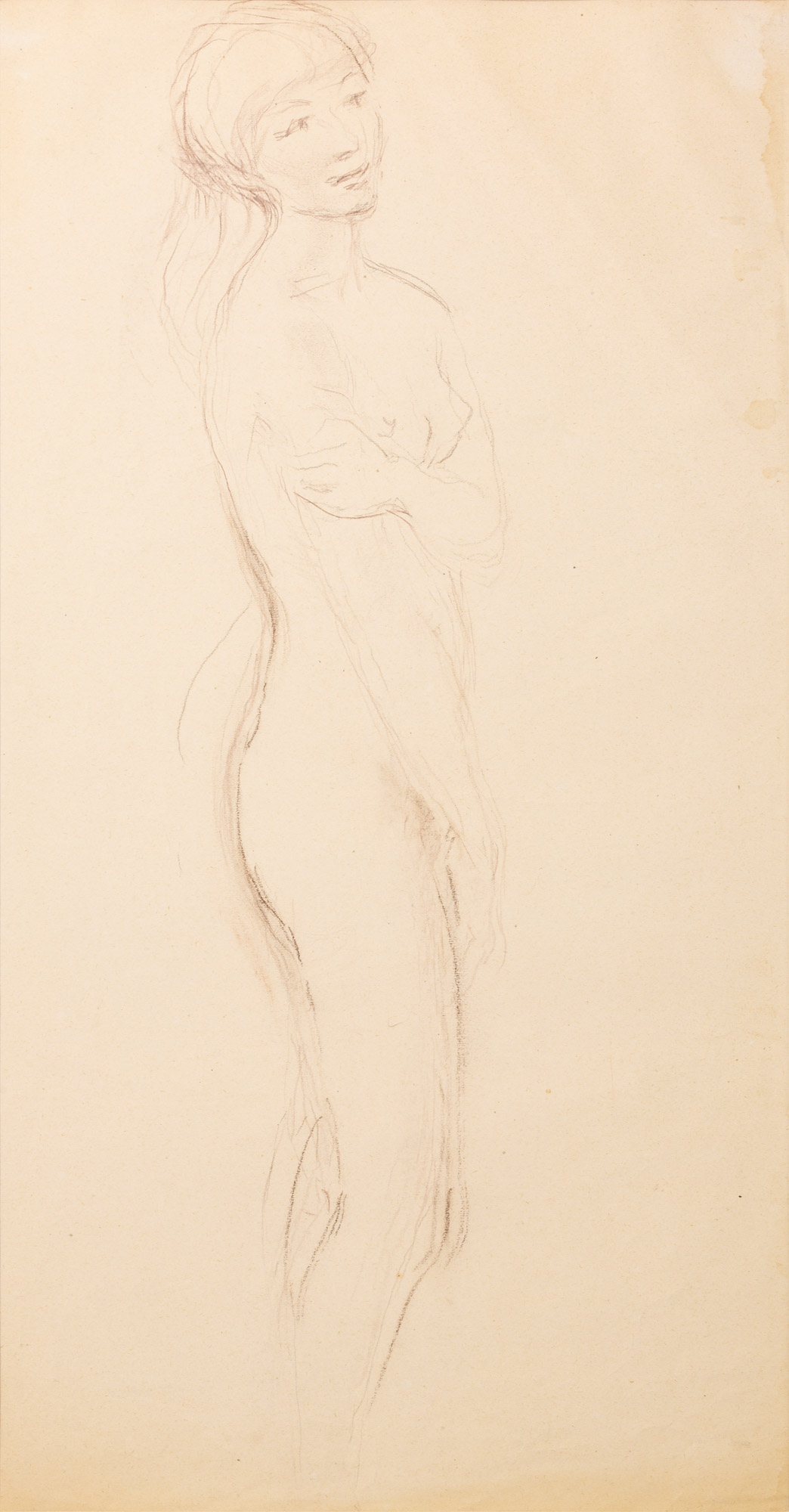 Nudo di donna in piedi (disegno, opera isolata) di Cuneo Renata (XX)