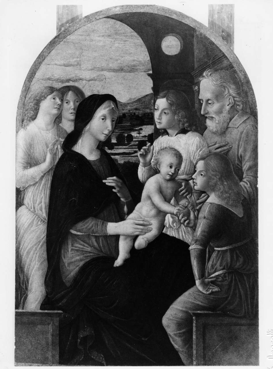 Sacra Famiglia con quattro angeli (dipinto, opera isolata) di Pacchiarotti Giacomo (seconda metà sec. XV)