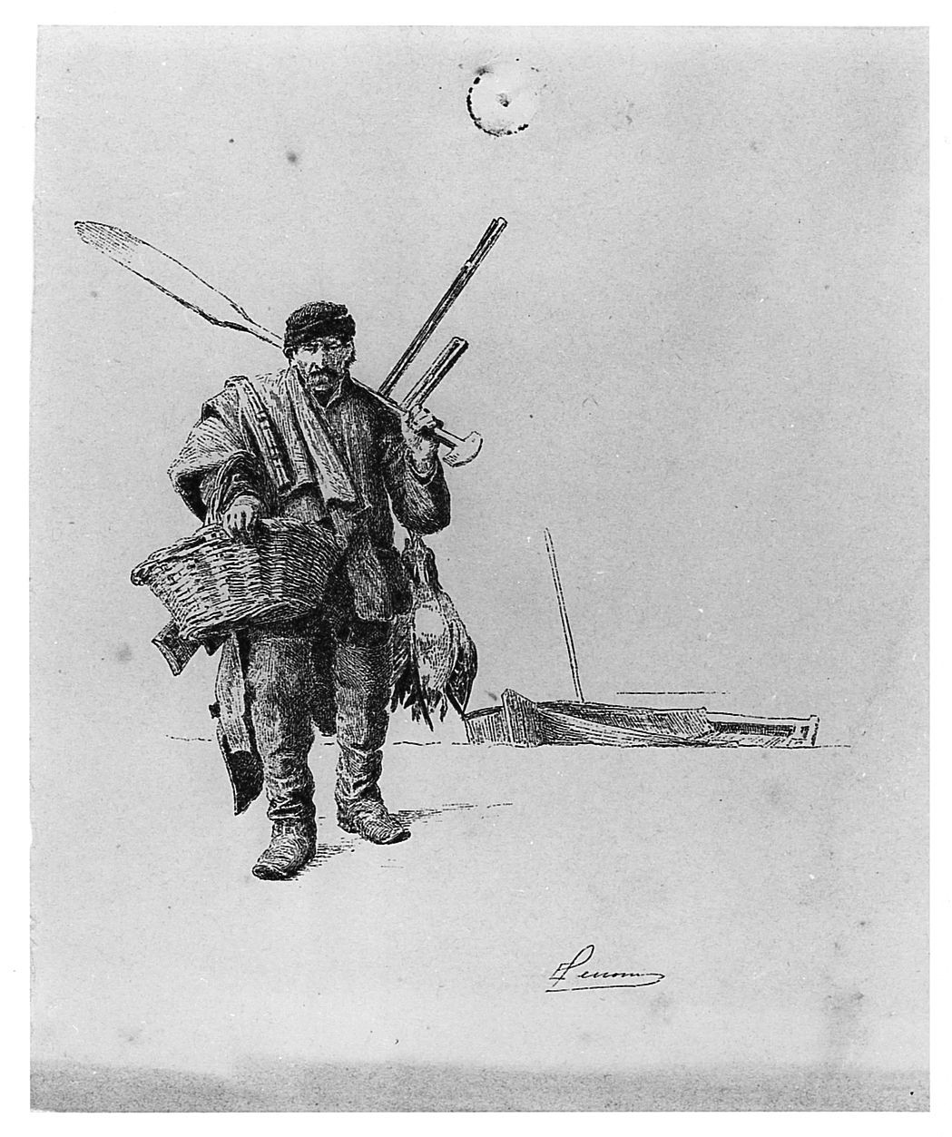 Tipi di Maremma, figura maschile (disegno) di Cecconi Eugenio (sec. XX)