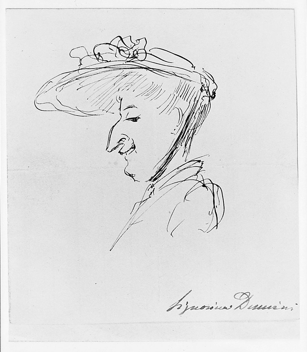 Caricatura femminile, ritratto di donna (disegno) di Corsi Luigi (sec. XIX)