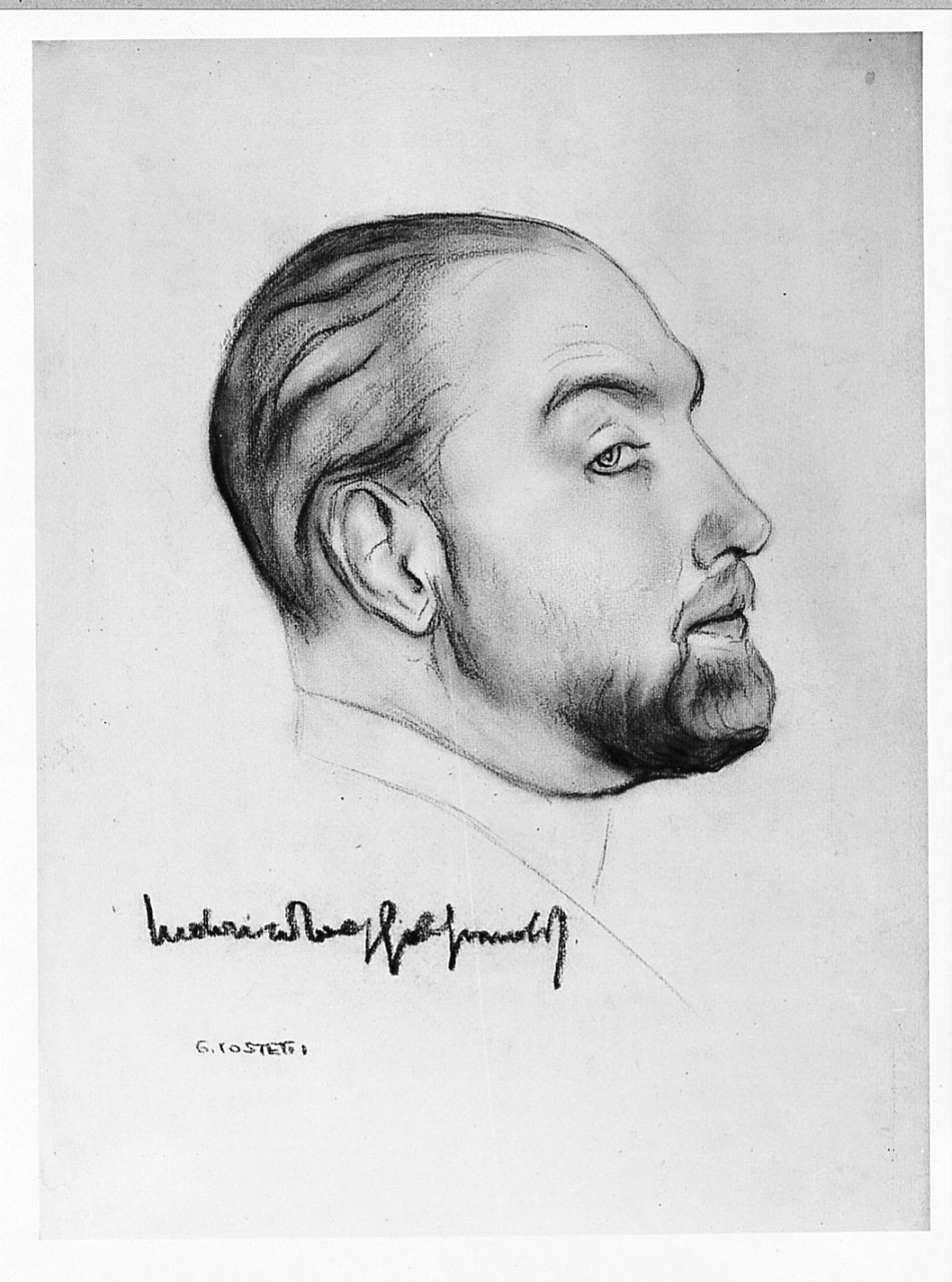 Ritratto di uomo, ritratto d'uomo di profilo (disegno) di Costetti Giovanni (prima metà sec. XX)