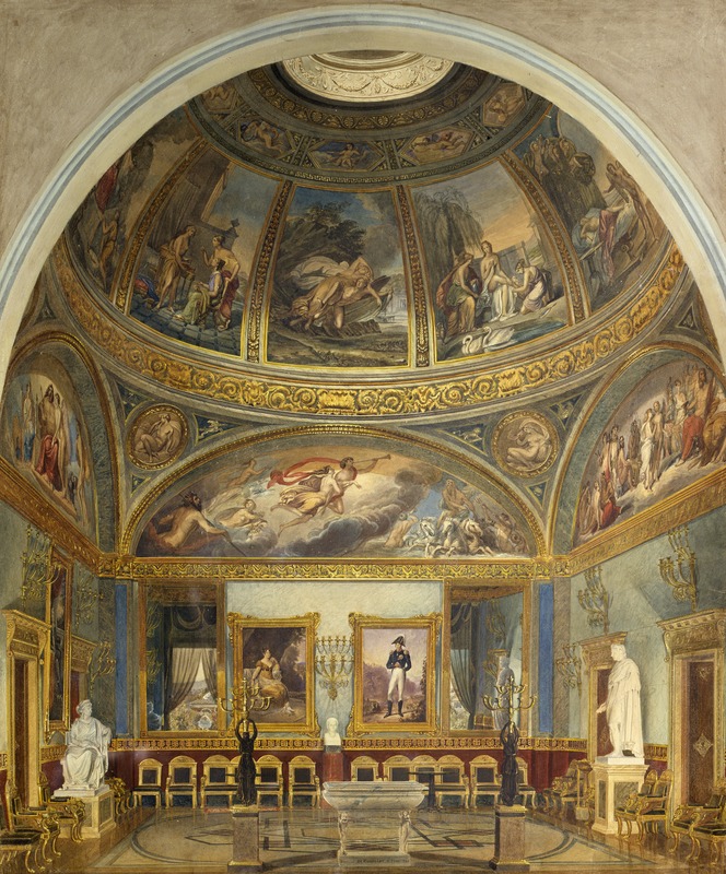 Veduta del salone di villa Demidoff a San Donato in Polverosa (disegno) di De Fournier Jean Baptiste FortunÃ© (sec. XIX)
