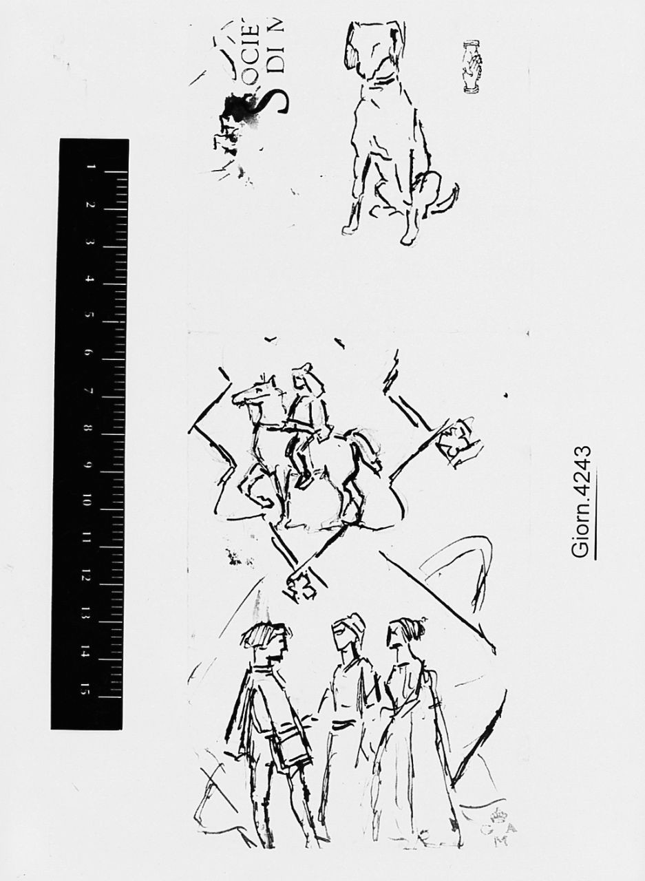 figure maschili e femminili (disegno) di Cecchi Adriano (sec. XX)