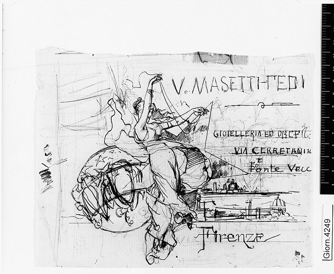 figura allegorica femminile (disegno) di Cecchi Adriano (sec. XX)