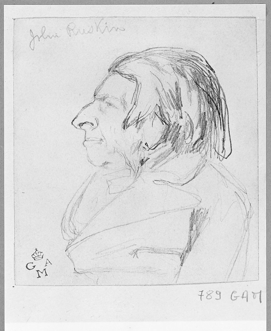 ritratto di John Ruskin, testa d'uomo (disegno) di Cecioni Adriano (sec. XIX)