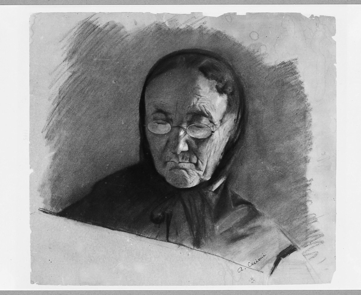 ritratto della madre, ritratto di donna (disegno) di Cecioni Adriano (sec. XIX)