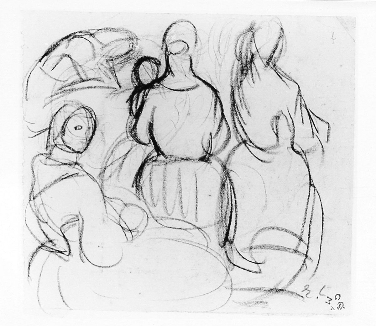 figure femminili, (r.), figure femminili, (v.) (disegno) di Chaplin Elisabeth (sec. XX)