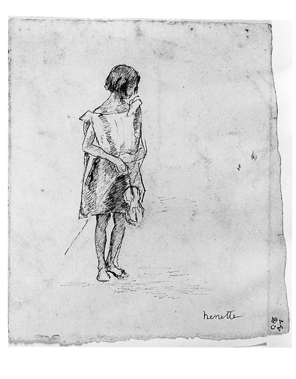 Nenette con archetto e violino, bambina (disegno) di Chaplin Elisabeth (sec. XX)