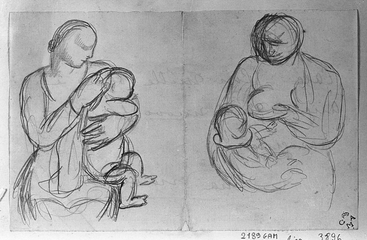 giovane madre con infante (disegno) di Chaplin Elisabeth (sec. XX)