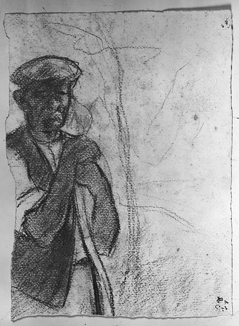 Contadino, (r.), figura maschile di anziano, testa d'uomo di profilo (disegno) di Chaplin Elisabeth (sec. XX)