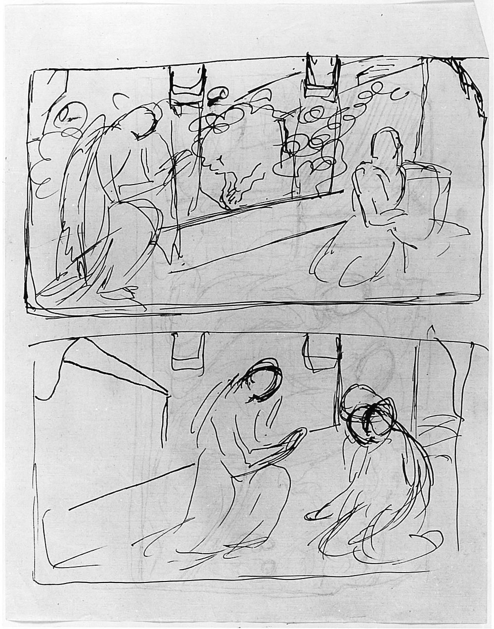 Annunciazione, (r.), Annunciazione, (v.) (disegno) di Chaplin Elisabeth (sec. XX)