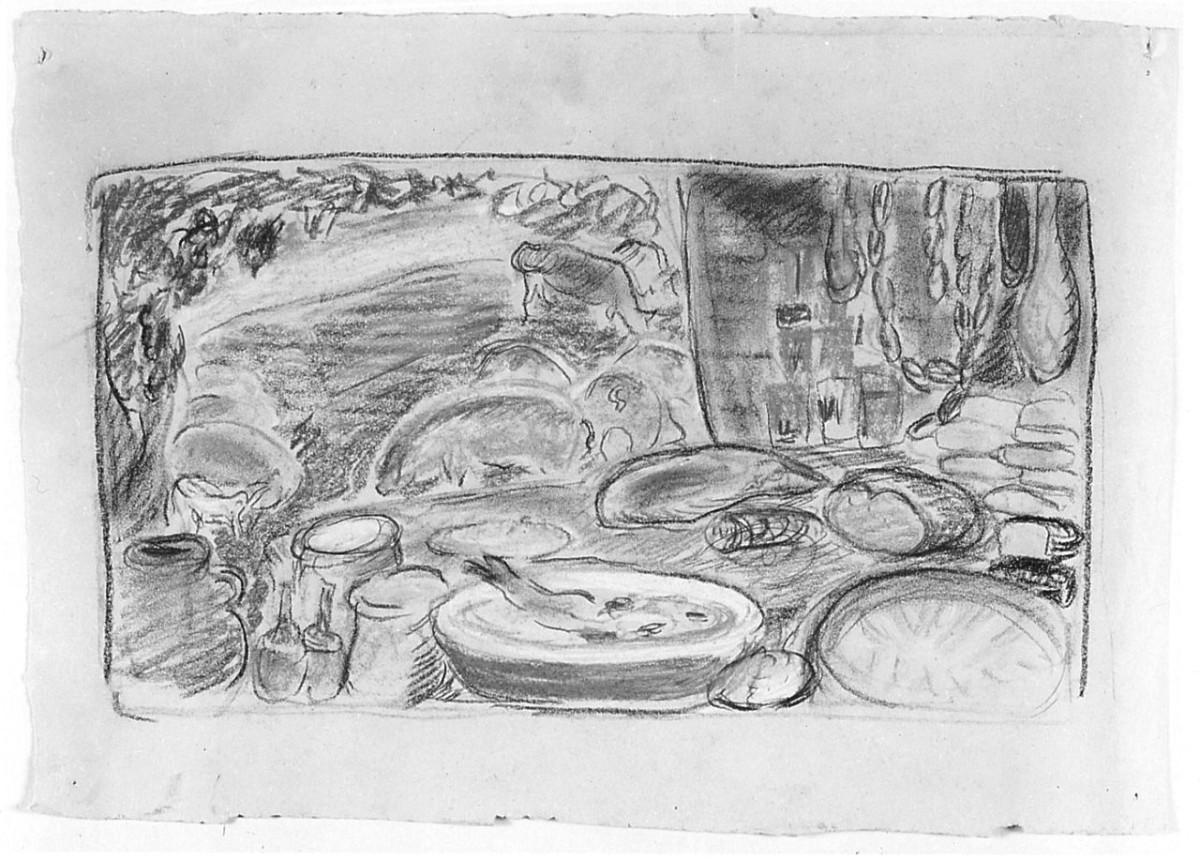 Banco di macellaio, mercato (disegno) di Chaplin Elisabeth (sec. XX)