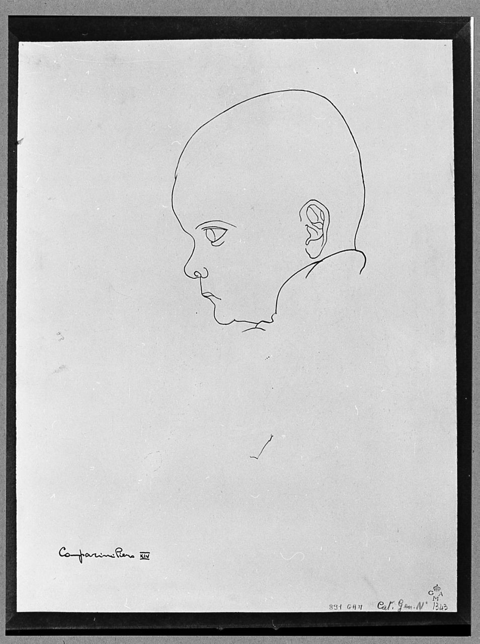 testa di bambino (disegno) di Comparini Piero (sec. XX)