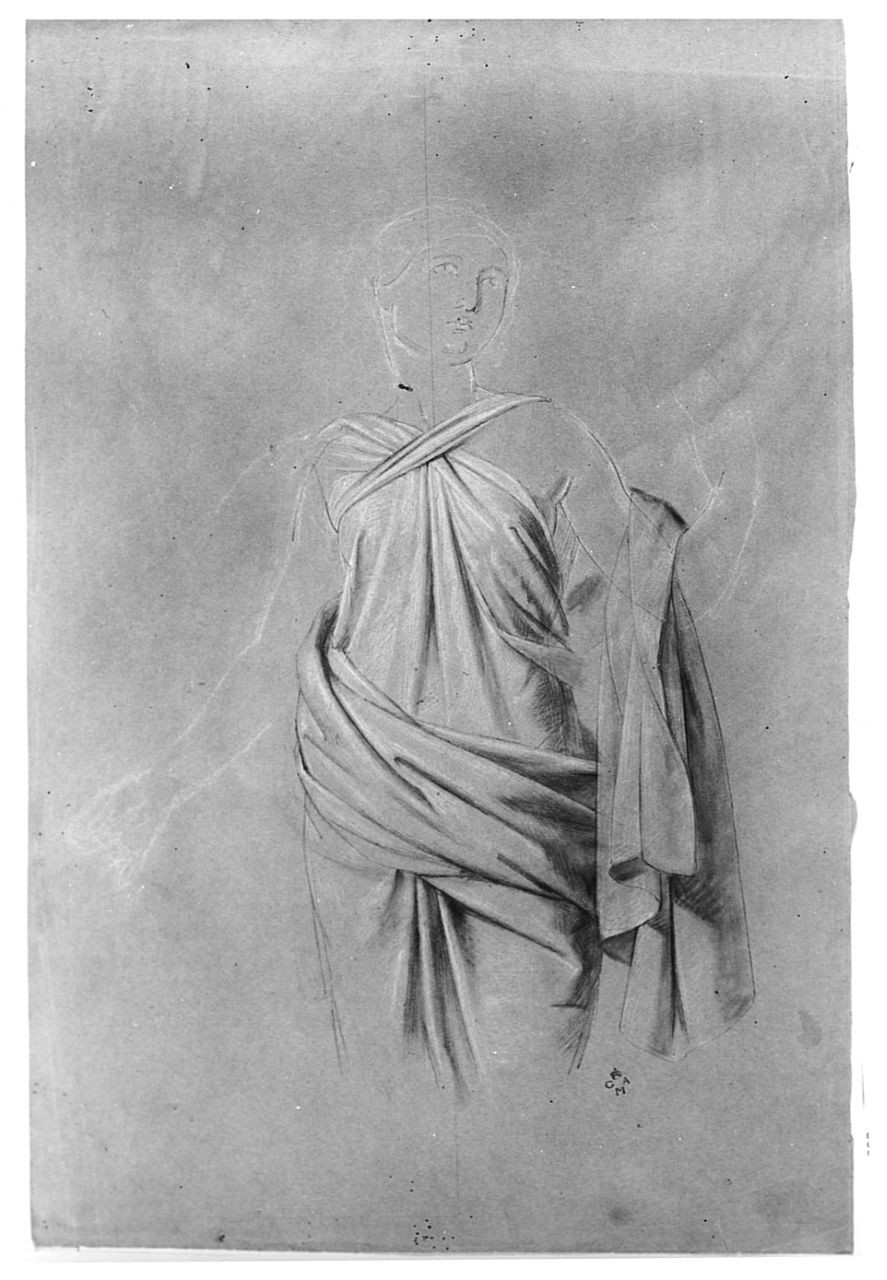 Figura panneggiata, figura femminile (disegno) di Conti Giacomo (metà sec. XIX)