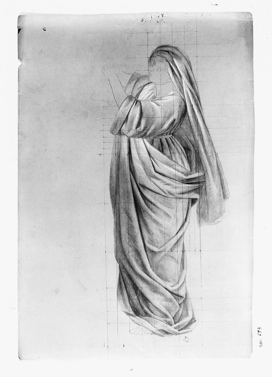Figura femminile panneggiata, figura femminile (disegno) di Conti Giacomo (metà sec. XIX)