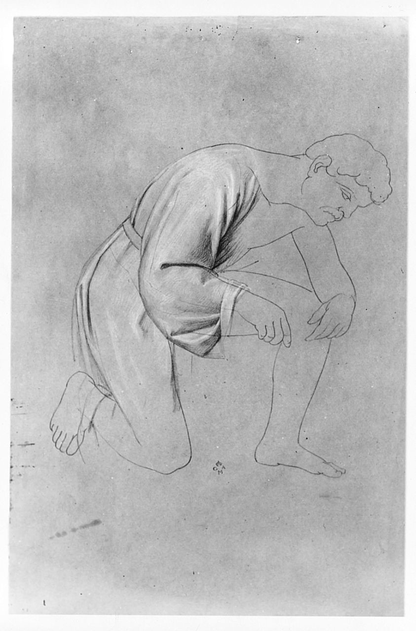 figura maschile inginocchiata (disegno) di Conti Giacomo (metà sec. XIX)