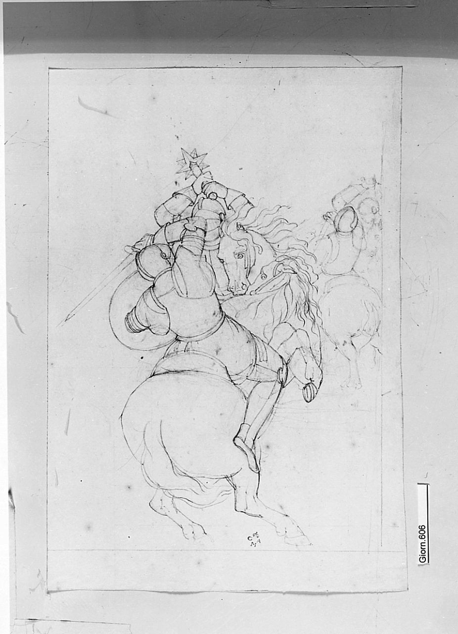 Battaglia di figure in armatura, battaglia (disegno) di Conti Giacomo (metà sec. XIX)