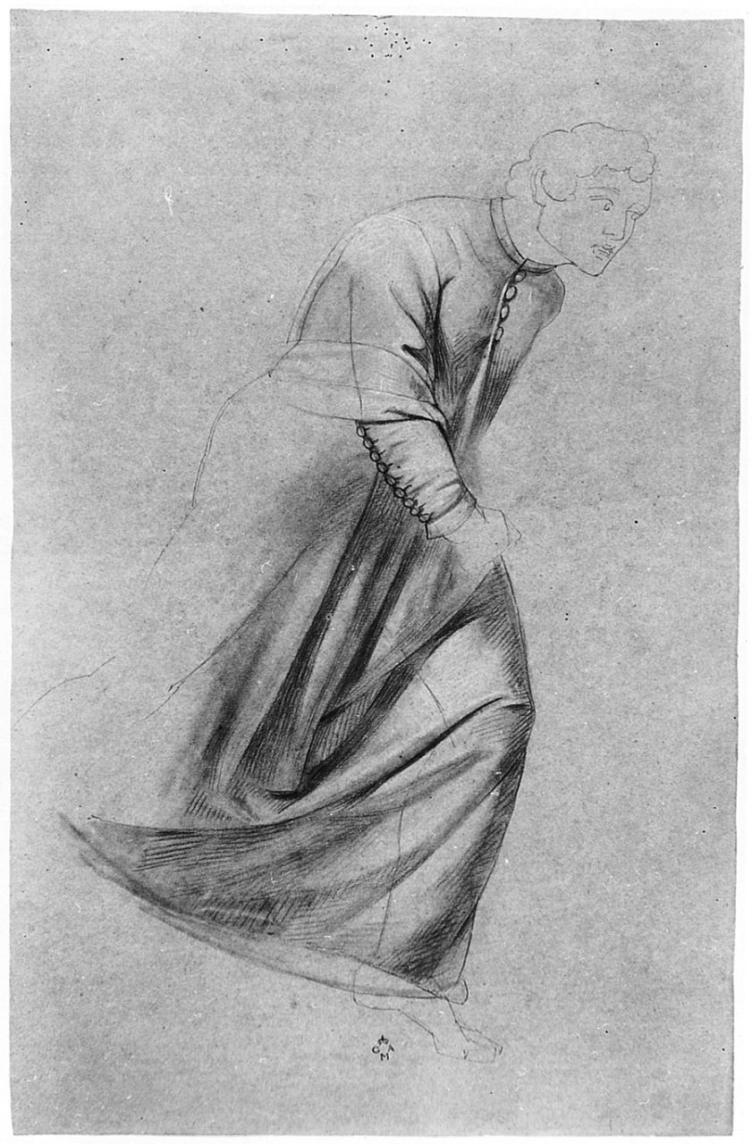 Figura maschile in abito talare, figura maschile (disegno) di Conti Giacomo (metà sec. XIX)