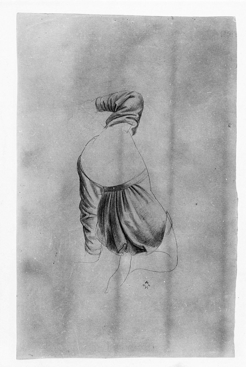 Figura maschile inginocchiata (disegno) di Conti Giacomo (metà sec. XIX)