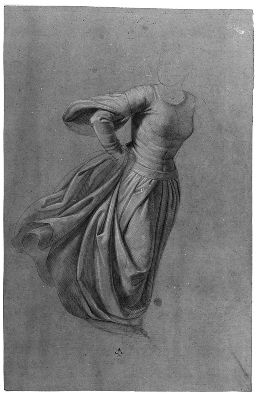 Figura femminile che incede, figura femminile (disegno) di Conti Giacomo (metà sec. XIX)