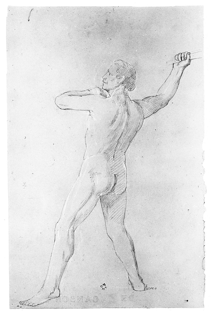 Nudo maschile di profilo, figura maschile (disegno) di Conti Giacomo (metà sec. XIX)