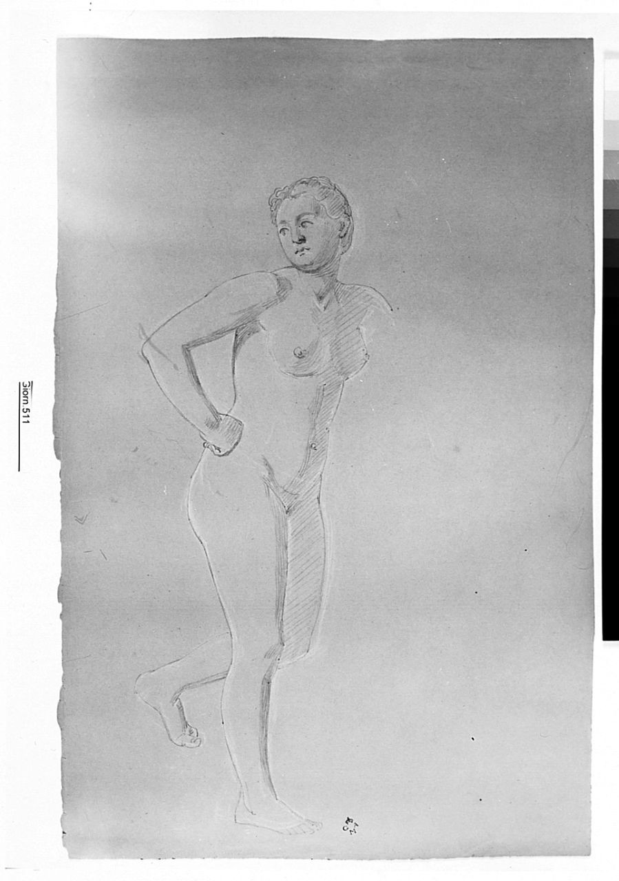 figura femminile nuda (disegno) di Conti Giacomo (metà sec. XIX)