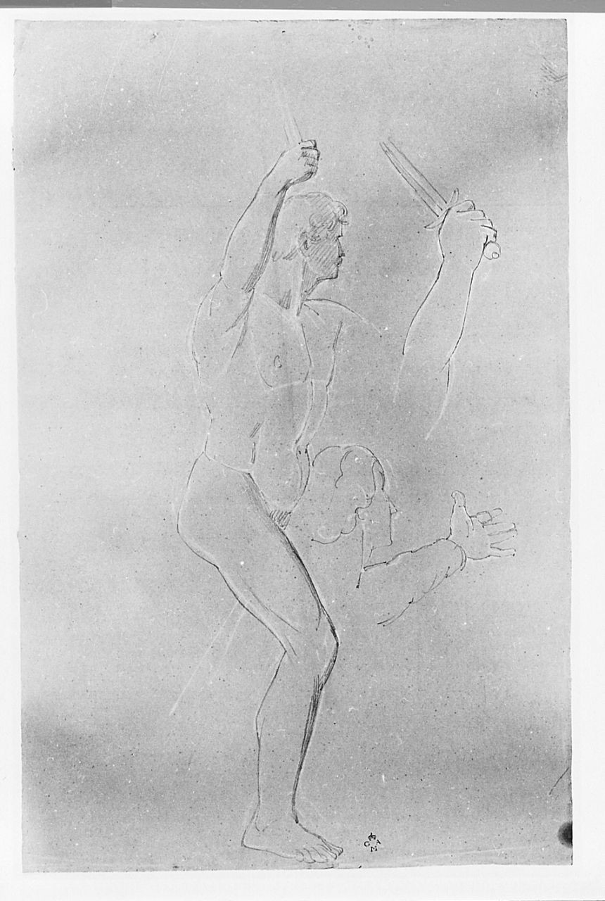 Nudi maschili, figure maschili (disegno) di Conti Giacomo (metà sec. XIX)