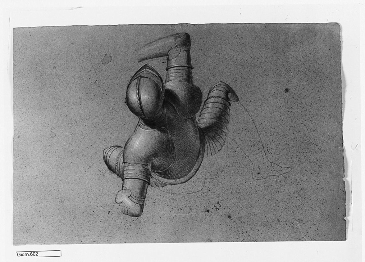 Figura in armatura, figura maschile (disegno) di Conti Giacomo (metà sec. XIX)