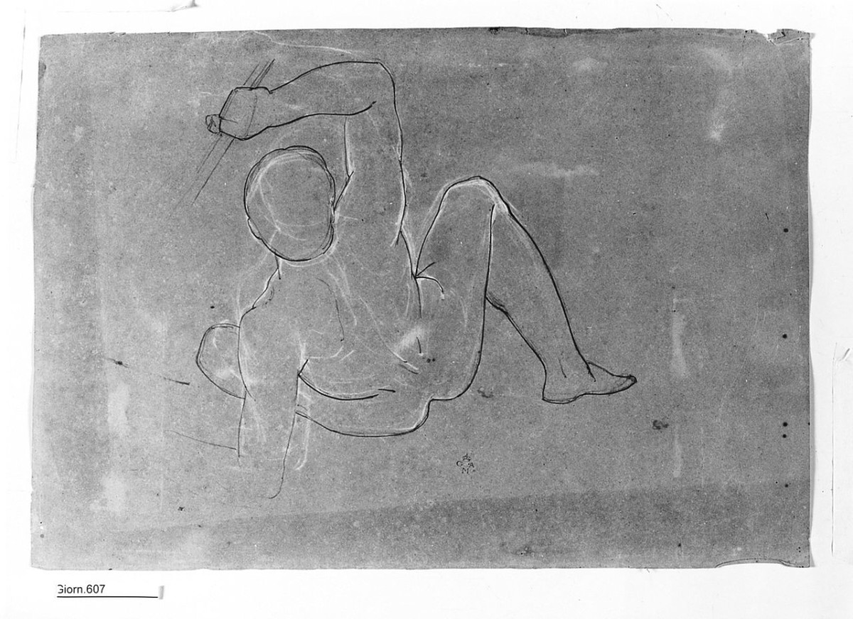 Nudo maschile, figura maschile (disegno) di Conti Giacomo (metà sec. XIX)