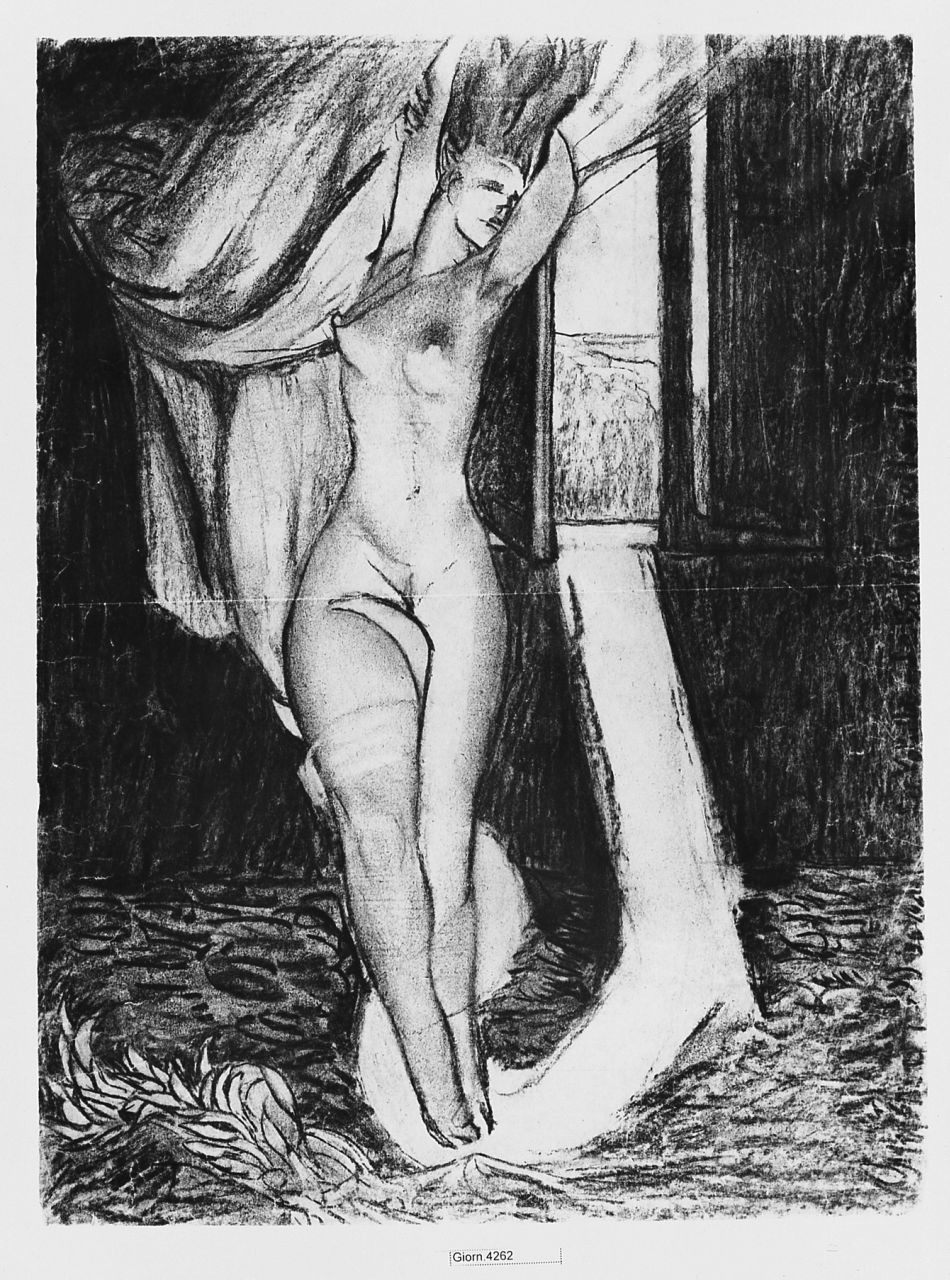 La voluttà, figura allegorica femminile (disegno) di Mannini Umberto (sec. XX)