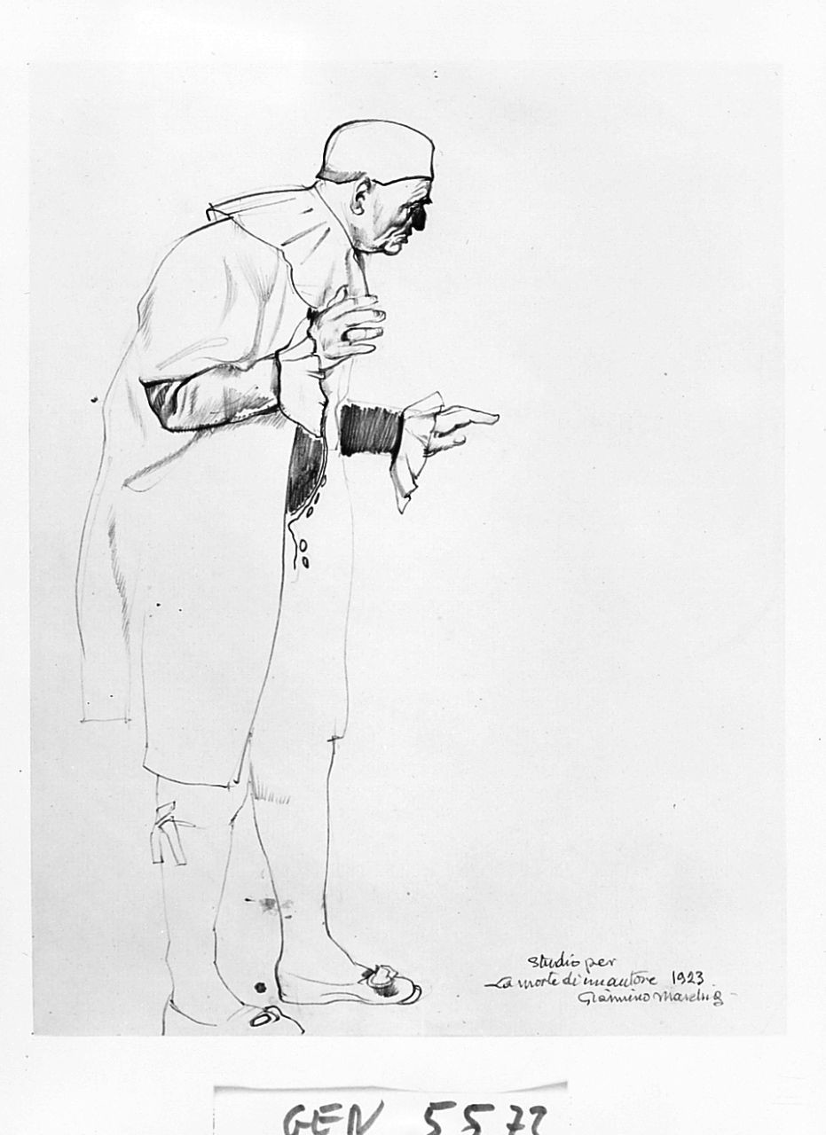 Studio per La morte di un autore, figura maschile (disegno) di Marchig Giannino (sec. XX)