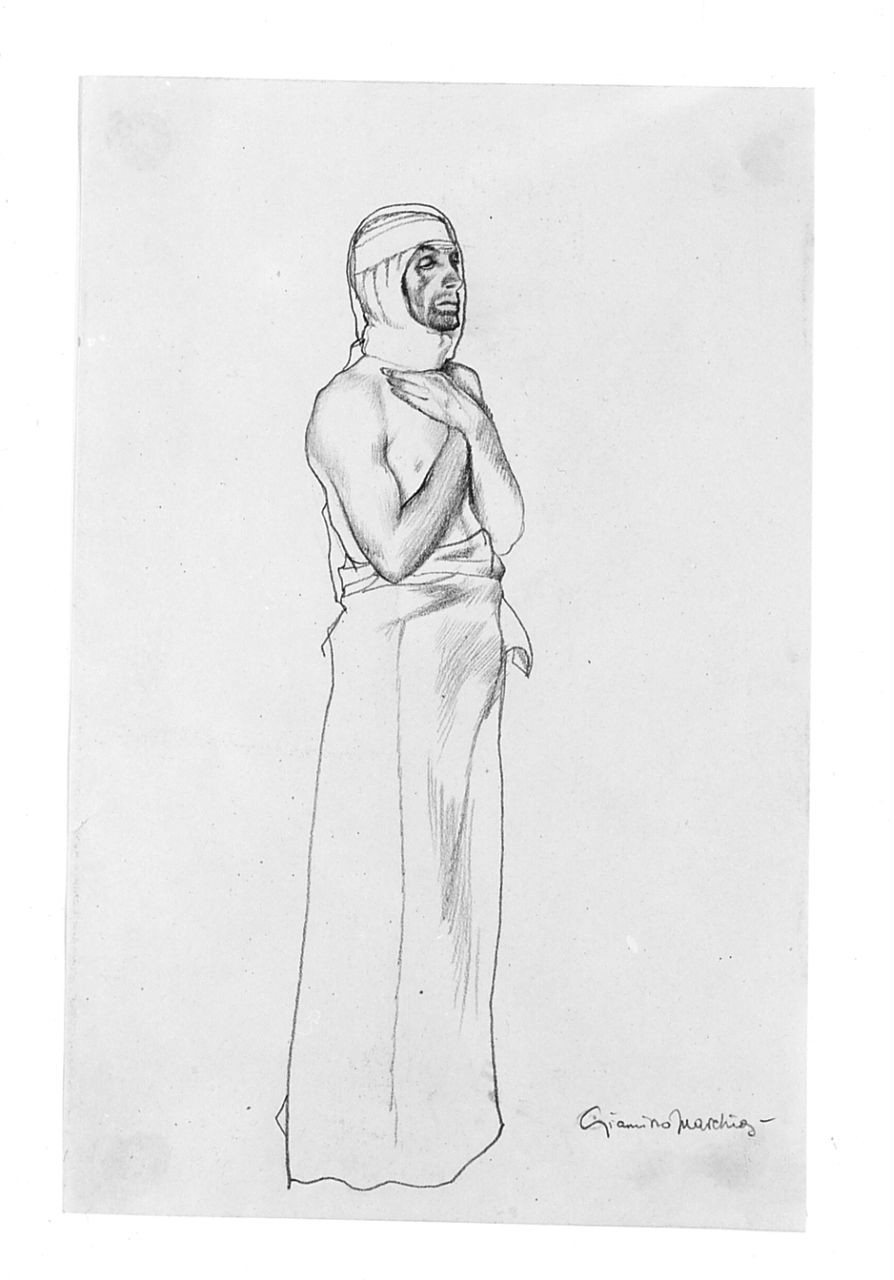 studio per Resurrezione di Lazzaro, resurrezione di Lazzaro (disegno) di Marchig Giannino (sec. XX)