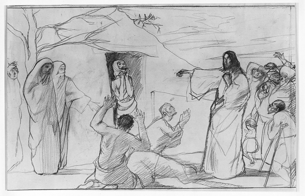 resurrezione di Lazzaro (disegno) di Marchig Giannino (sec. XX)